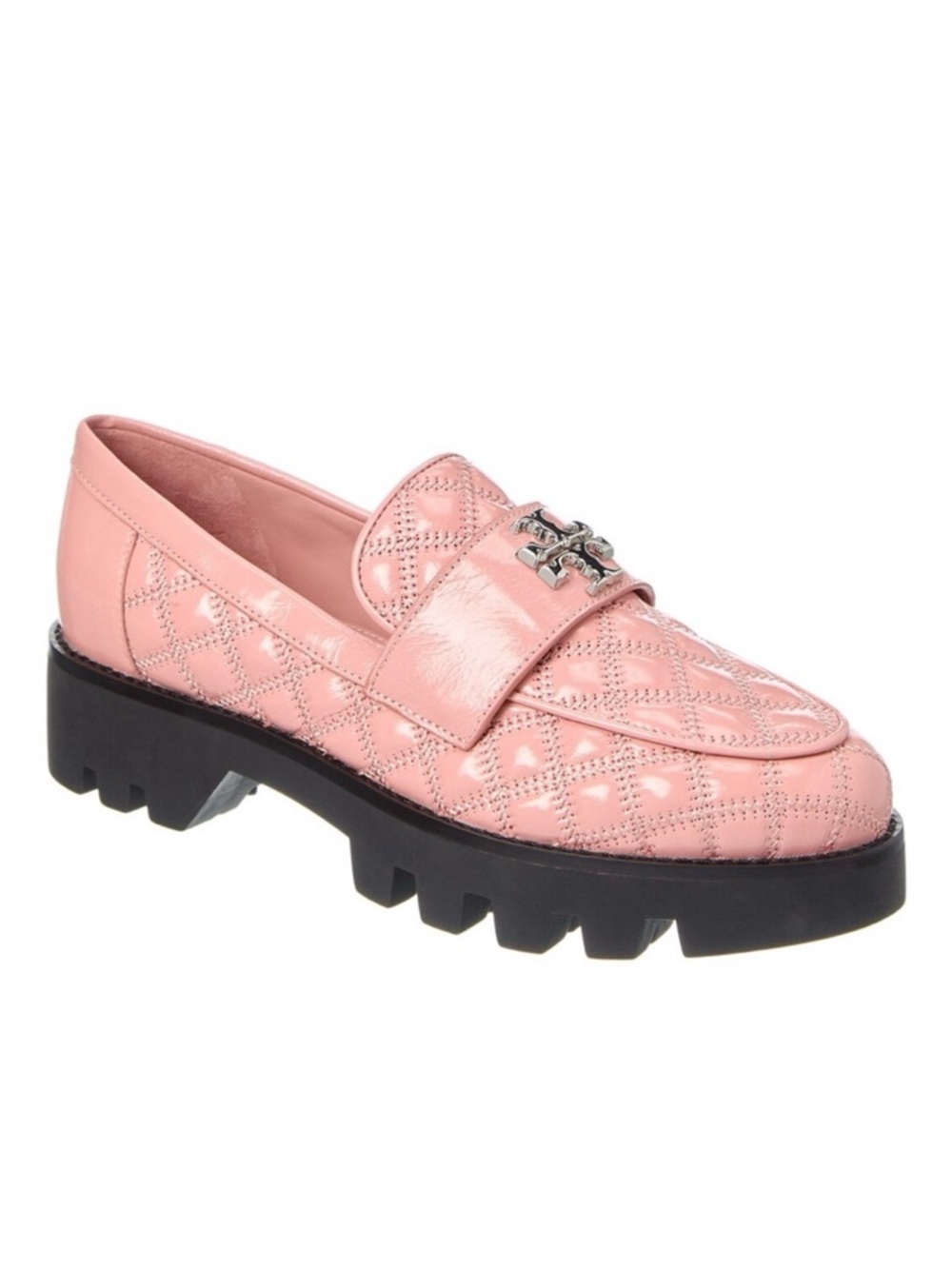 NWOT Tory Burch Women's Pink Mini Everly Chunky Leather Loafer Shoes Size 5.5 - Picture 1 of 11